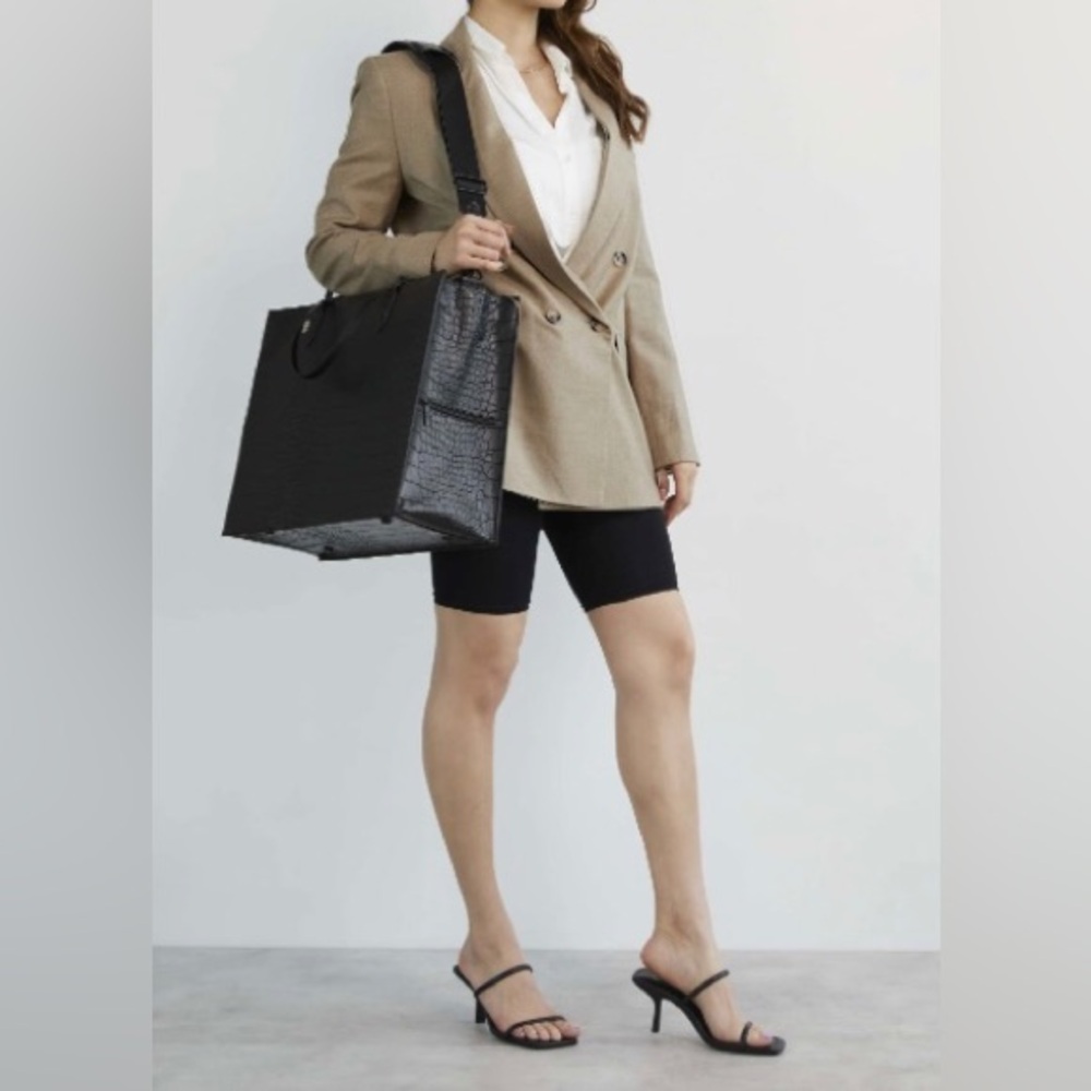 BEIS The Large Work Tote  in Black Croc NWOT